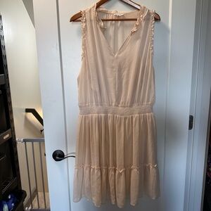 Maurices Chiffon Ivory Cream Sleeveless Ruffle Tiered Sheer Knee Length Dress 2X